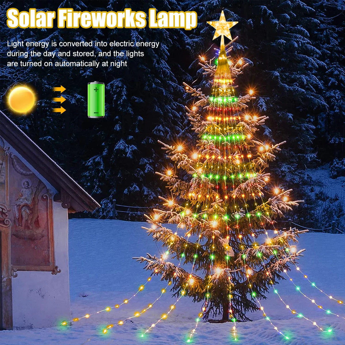 Solar-Powered Christmas Tree Lights - Dazzling Decoration for a Magical Christmas Experience
