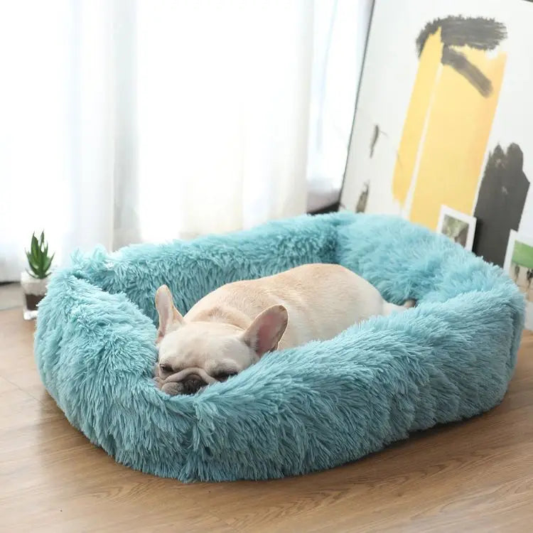 FurHaven Deluxe Dog Lounger | Long plush, washable pet bed for dogs and cats