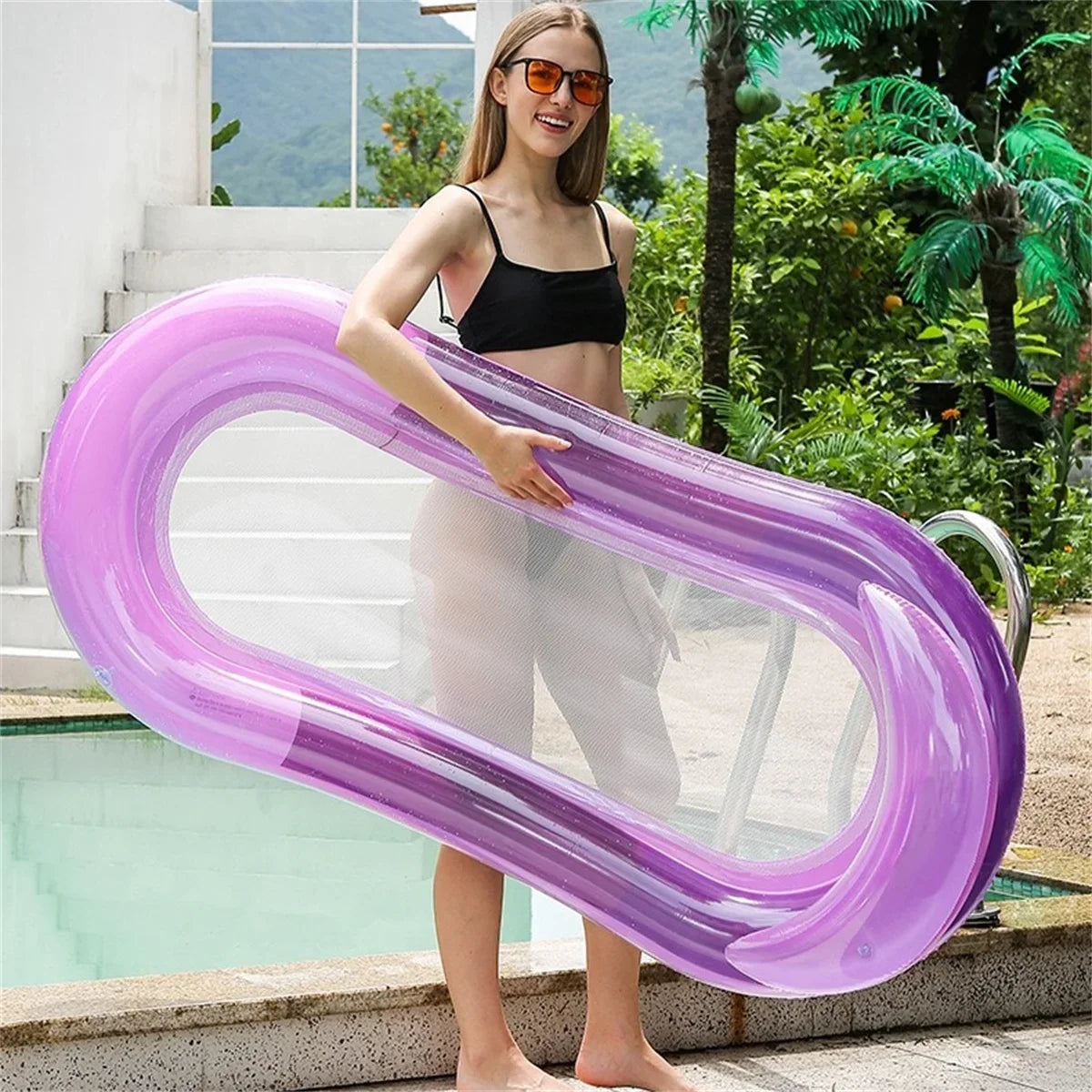 Luxury Inflatable Water Lounger with Elevated Headrest - Perfect for Pool and Beach