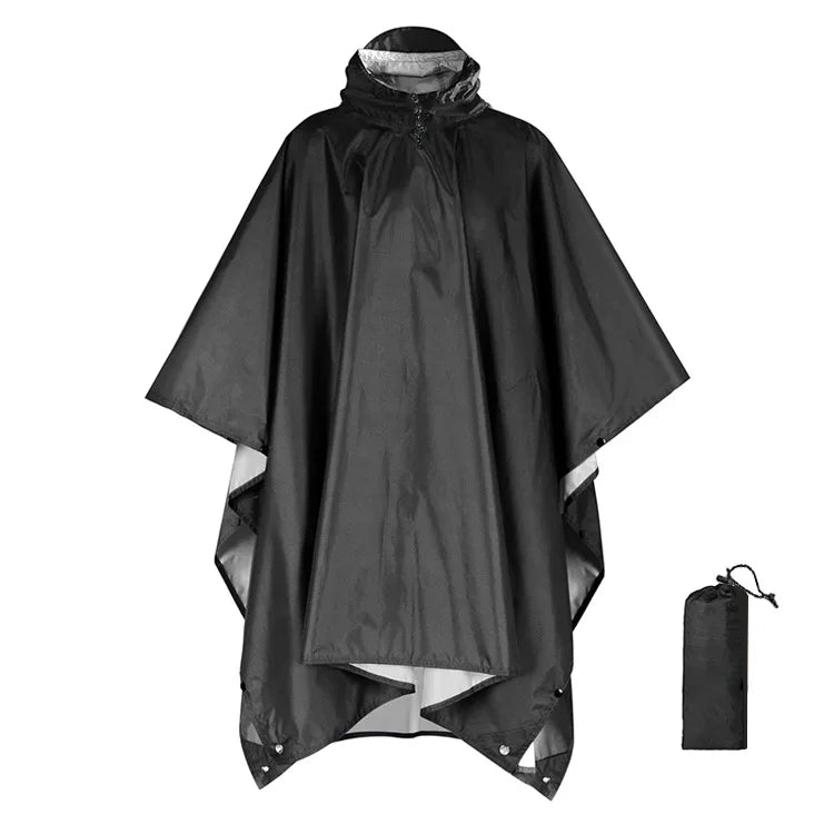 3 in 1 Outdoor Military Raincoat - With Hood Waterproof Rain Poncho with Sleeves, Motorcycle Rain Cover, Ideal for Camping, Hiking and Travel