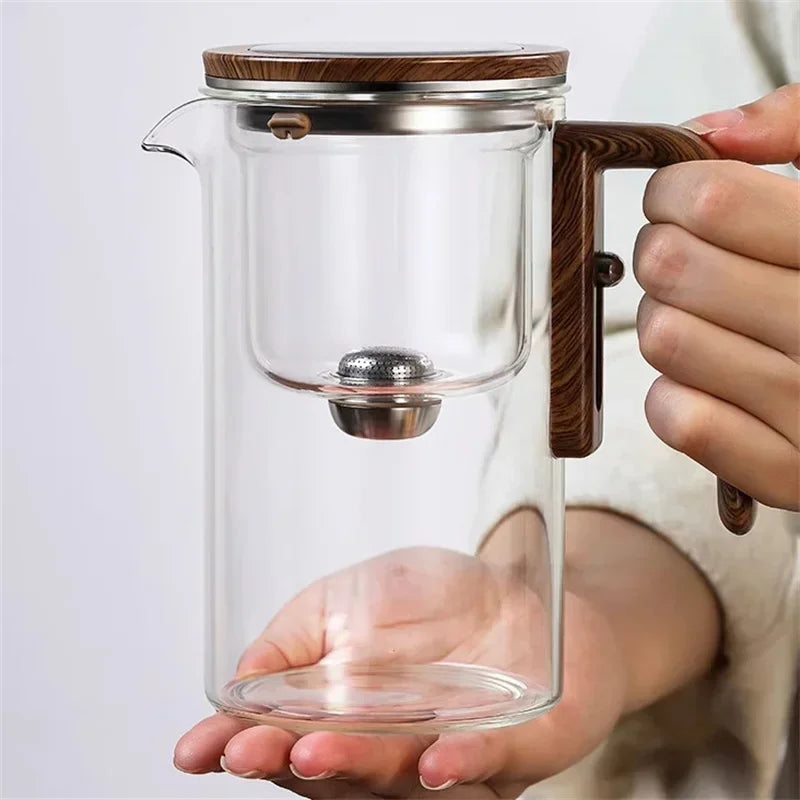 Elegant Glass Tea Infuser Pot – Stylish Brewing with Wooden Handle