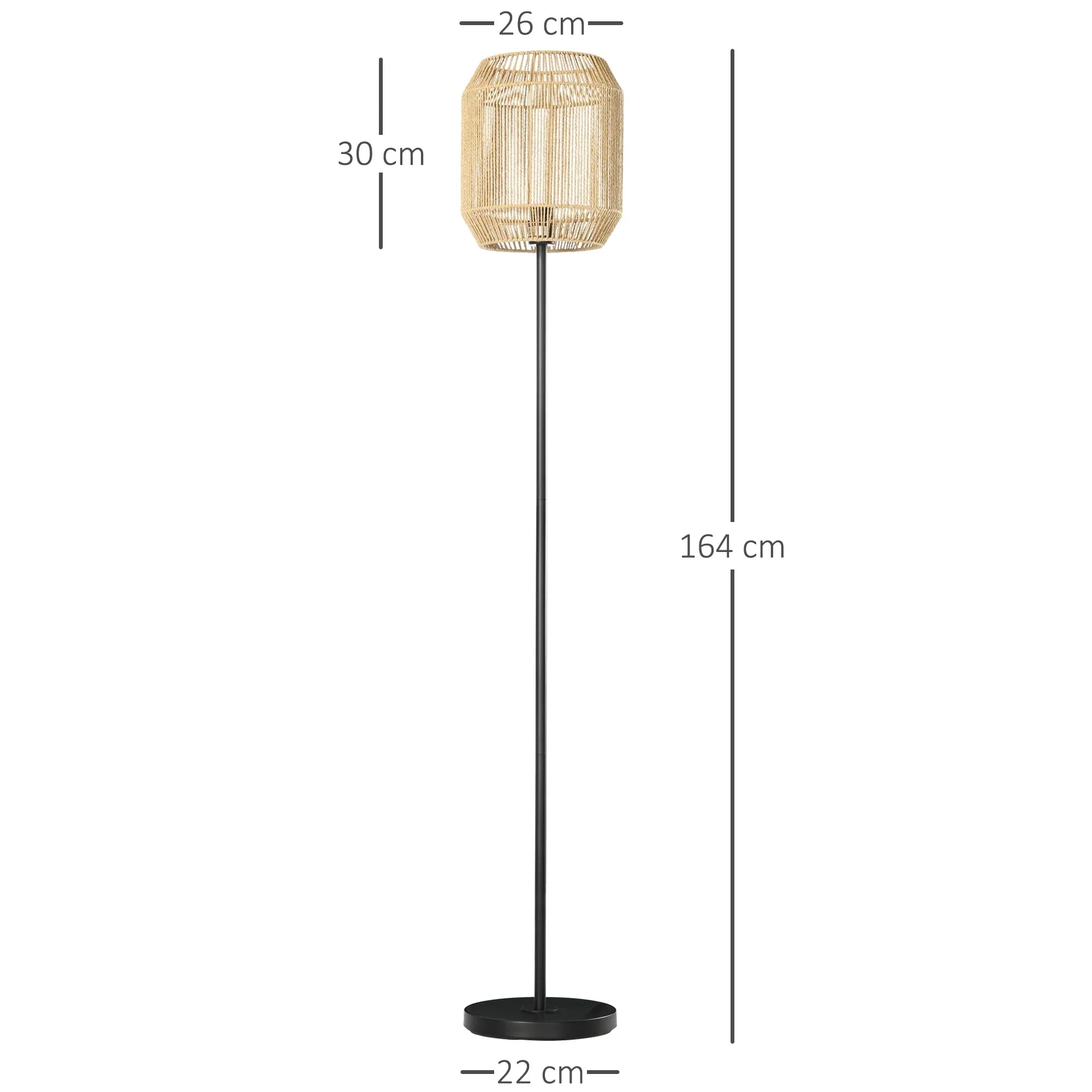 Modern Floor Lamp – Handwoven Paper Shade – E27 Socket – 164 cm – For Living Room & Bedroom