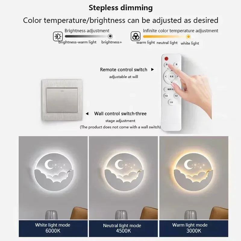 Magical LED Wall Lamp with Moon and Stars │ Create an Enchanting Atmosphere in Your Room