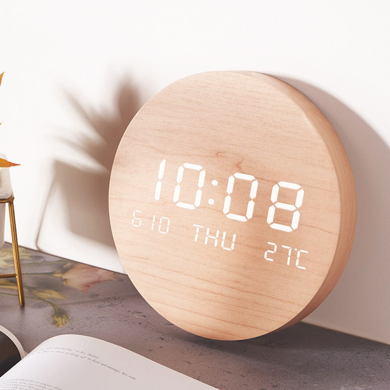 Wooden Digital Clock - Stylish Clock for Home and Office