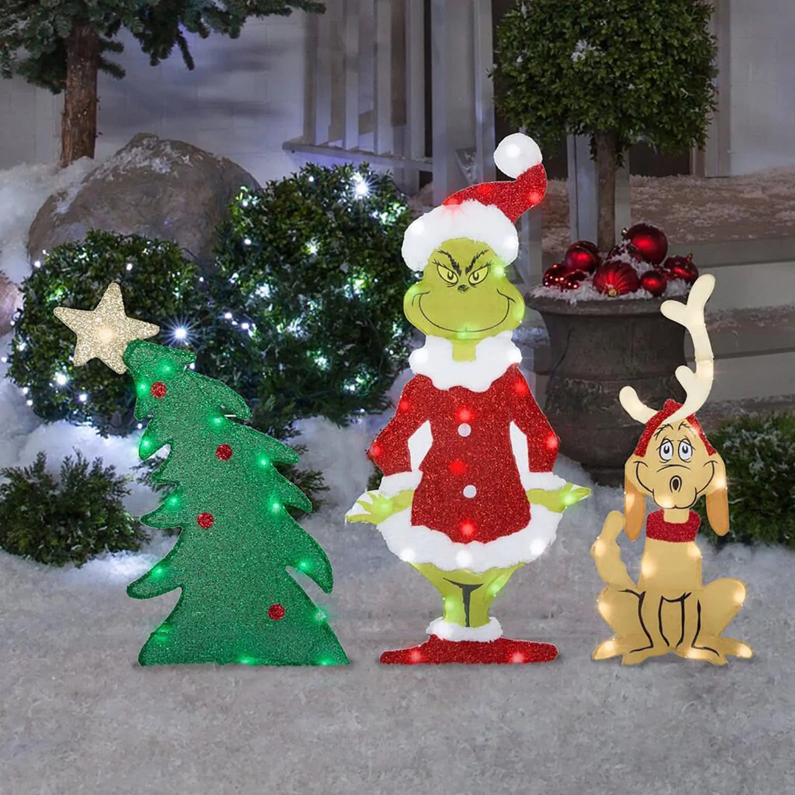 Grinch Christmas Decoration - Cheerful Garden Lighting for the Holidays