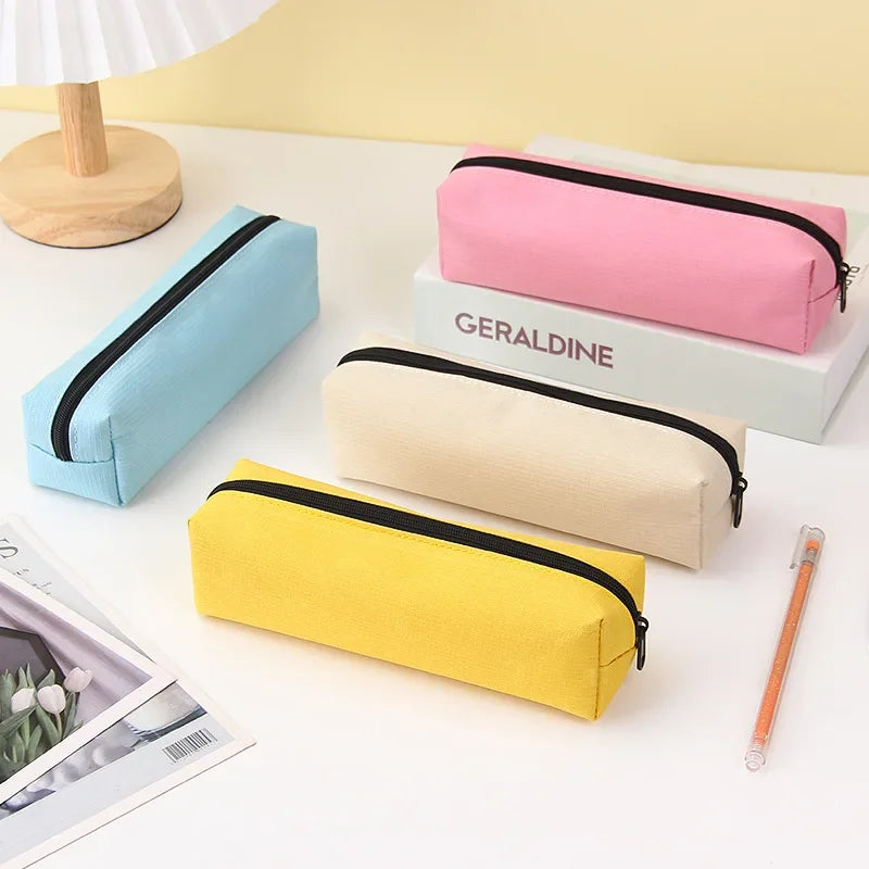 Small plain colour pencil case with zip | Pencil pouch | Kawaii mini pencil case for school and office