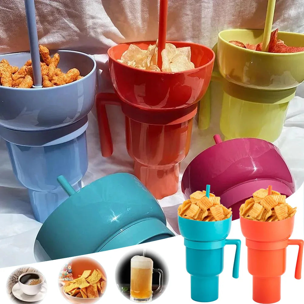 DualSip Luxe Snack & Beverage Cup | Spill-Proof 2-in-1 Cup for Busy Days and Family Outings
