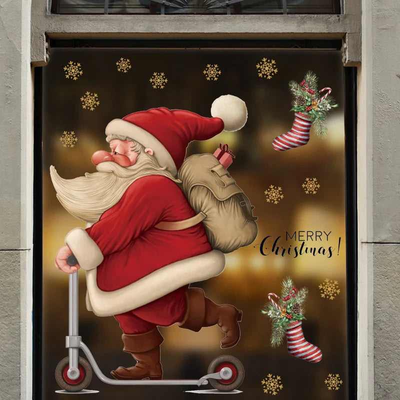 Window Christmas Decorations - Festive Decor with Santa and Animals for a Cosy Christmas