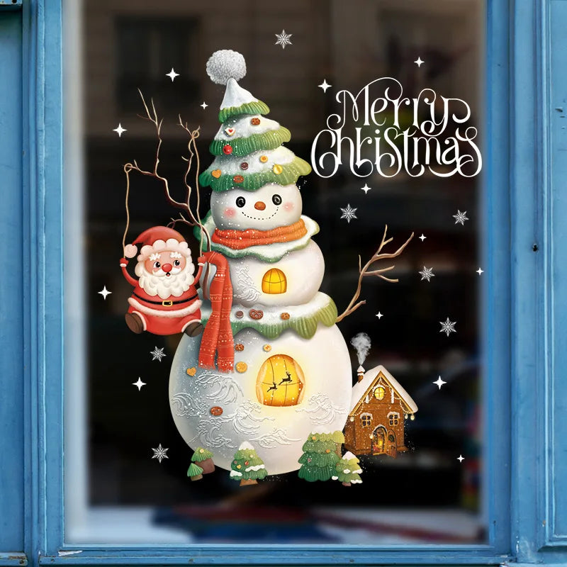 Window Christmas Decorations - Festive Decor with Santa and Animals for a Cosy Christmas