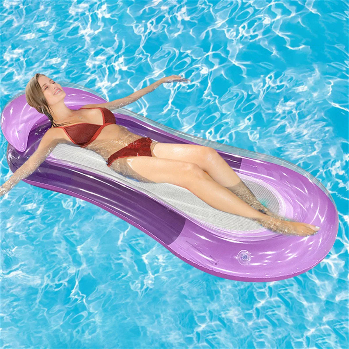 Luxury Inflatable Water Lounger with Elevated Headrest - Perfect for Pool and Beach