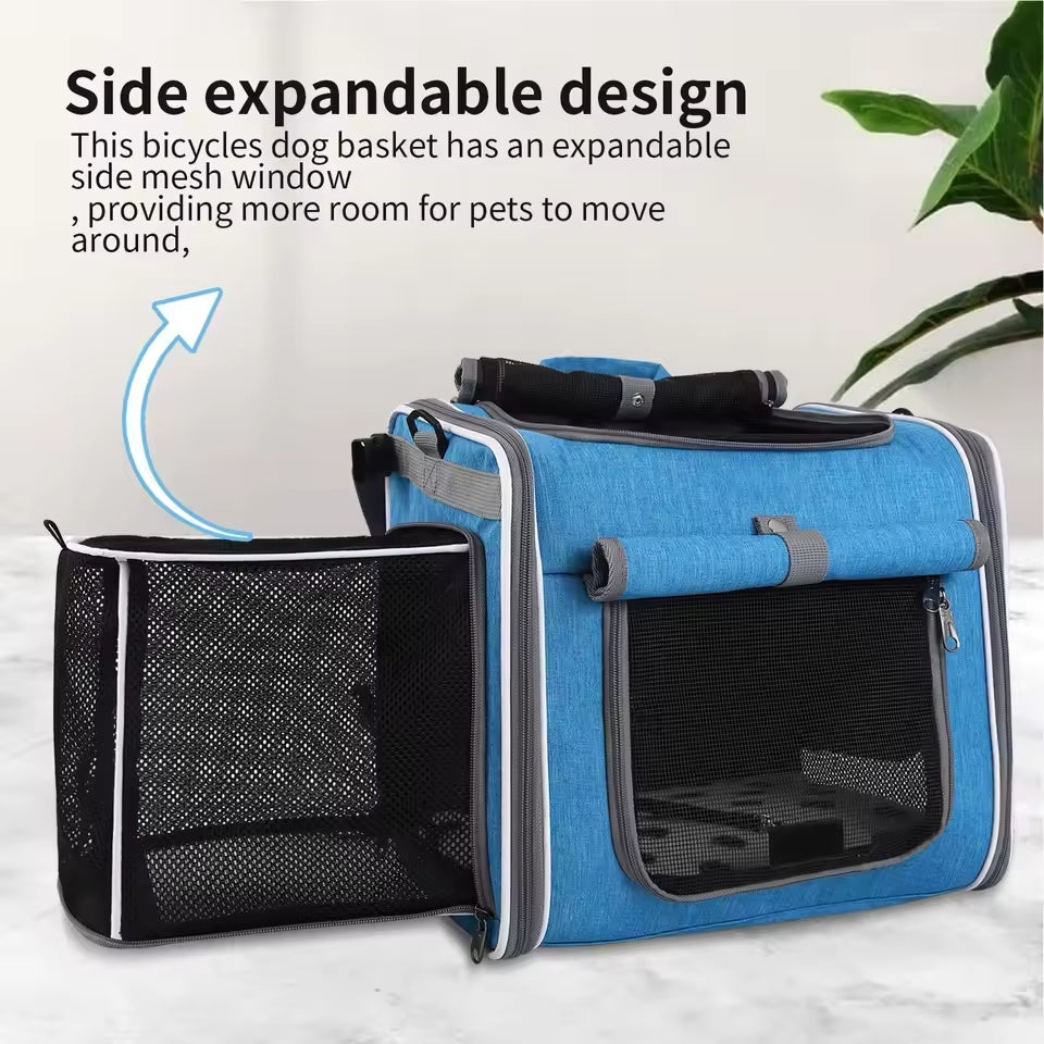 Expandable Pet Bicycle Basket – Comfortable and Safe for Small Dogs and Cats