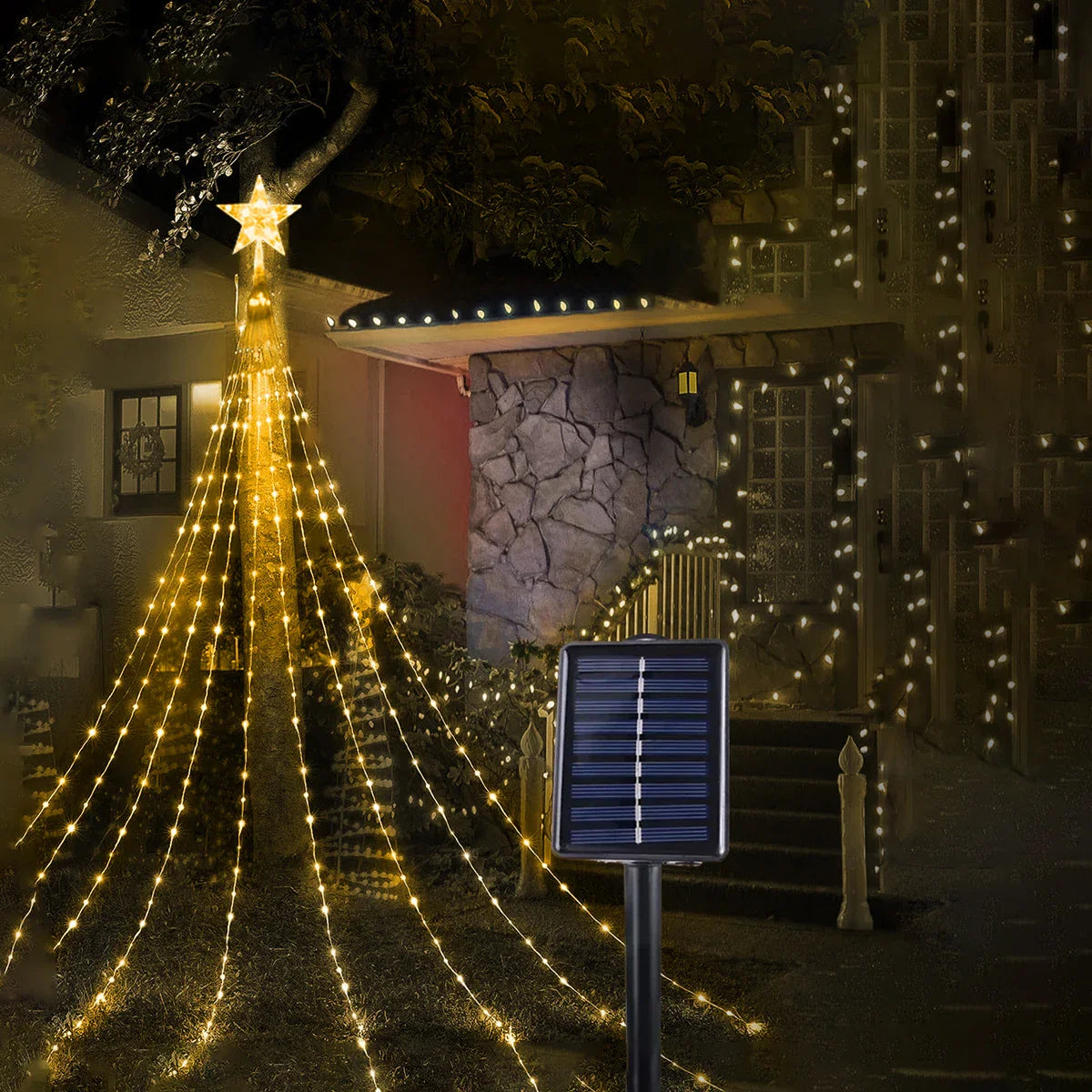 Solar-Powered Christmas Tree Lights - Dazzling Decoration for a Magical Christmas Experience