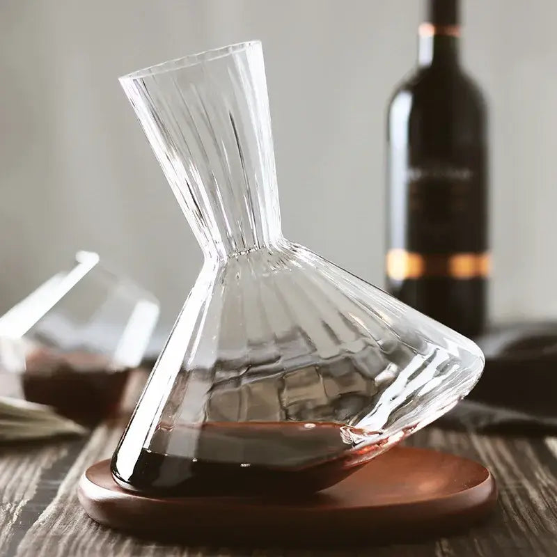 LuxeSwirl Crystal Decanter | 360° Rotating Glass Carafe for Wine, Whiskey & Champagne