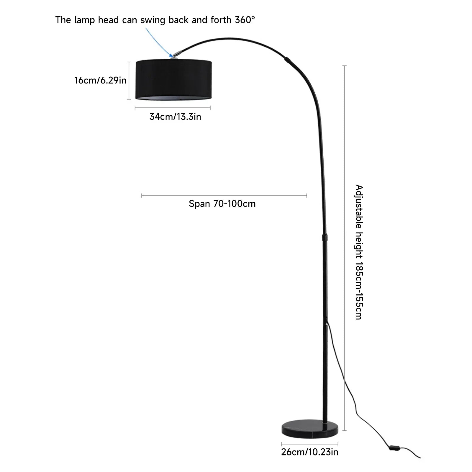 Telescopic Arch Lamp – Adjustable Floor Lamp – 12W Dimmable LED – Modern Design for Living Room & Bedroom