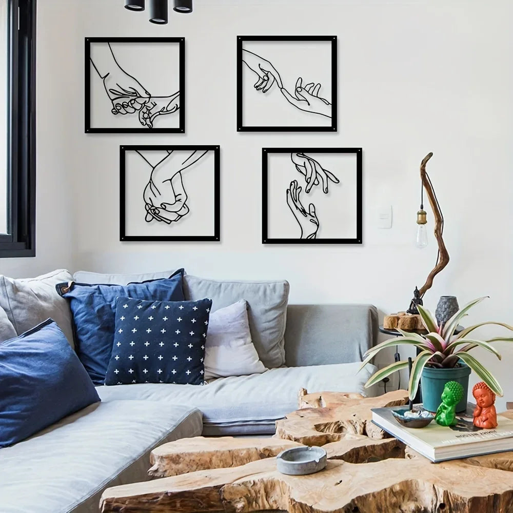 Connected Hands Metal Wall Decoration – Minimalist and Unifying