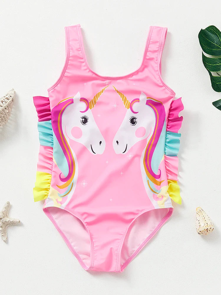 Girls' Swim Outfit with Mermaid and Unicorn Designs – Perfect for Children Aged 4-8