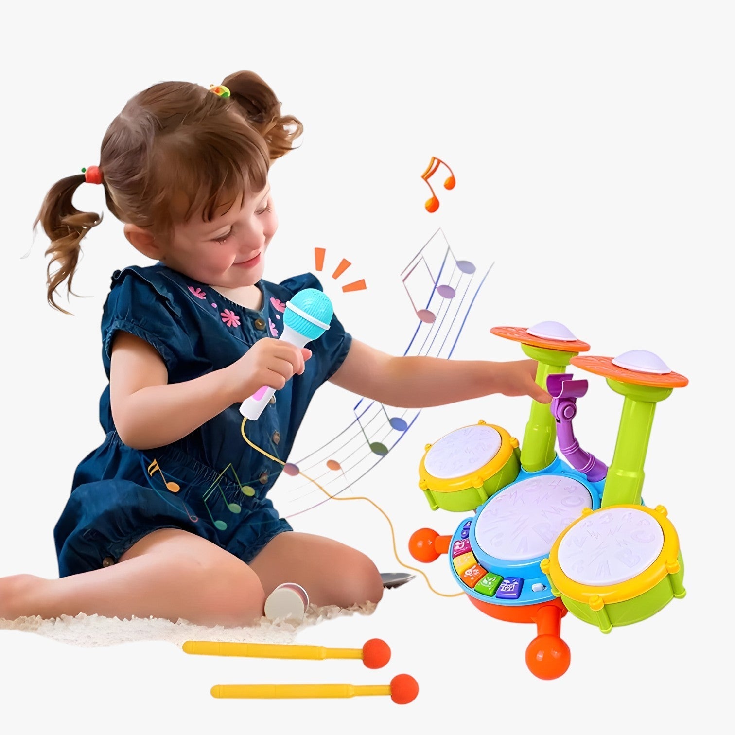 Interactive Learning Drum Set with Microphone for Toddlers – RhythmFun Mini