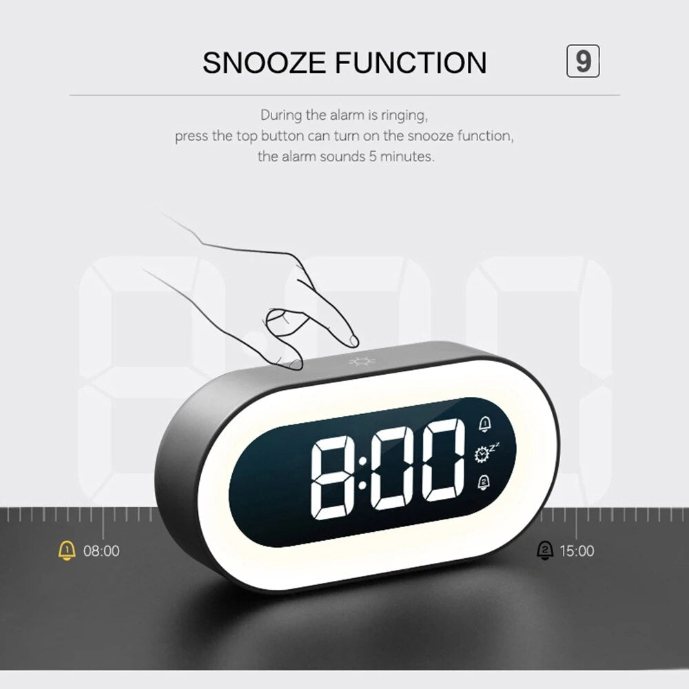 Digital Alarm Clock with Night Light - Lumino
