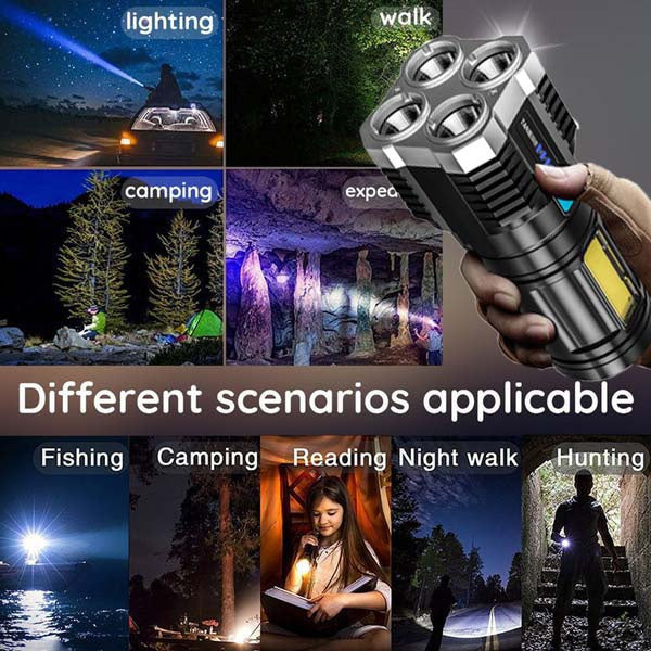 CoreLight 4 LED Torch – Rechargeable LED Torch with Water Resistance – Includes Battery and USB Cable