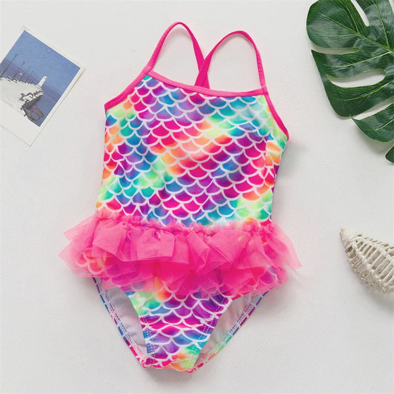 Girls' Swim Outfit with Mermaid and Unicorn Designs – Perfect for Children Aged 4-8
