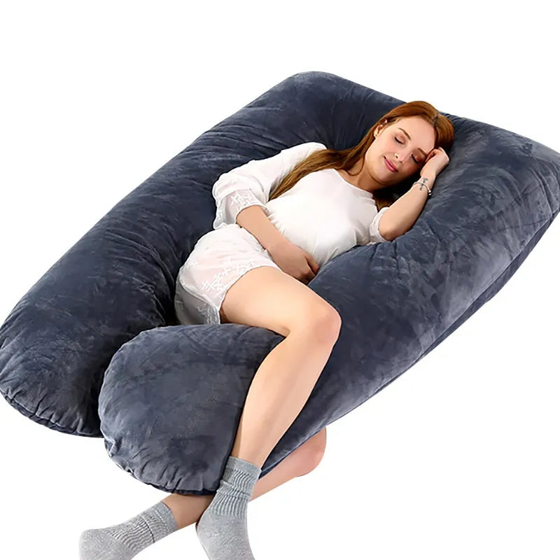 EmberLuxe U-Shaped Maternity Pillow | Soft Coral Fleece for Full Body Support and Comfort
