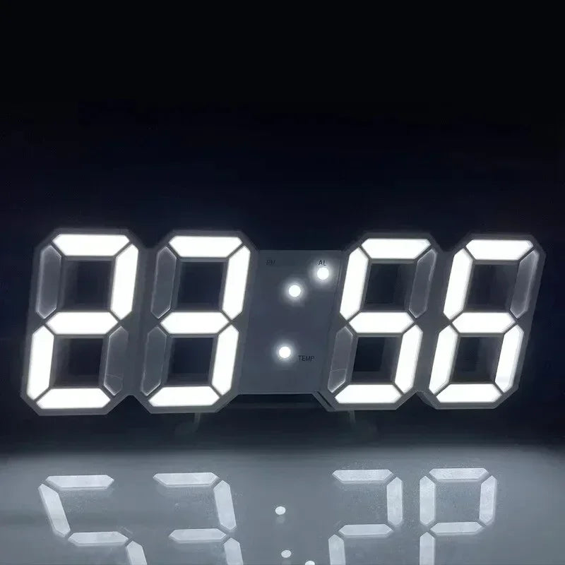 3D LED Digital Clock Illuminating Mode Wall Clock Multifunctional Creative USB Plug
