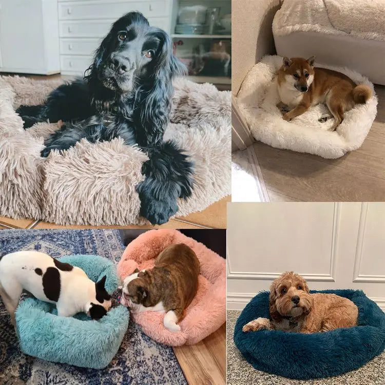 FurHaven Deluxe Dog Lounger | Long plush, washable pet bed for dogs and cats