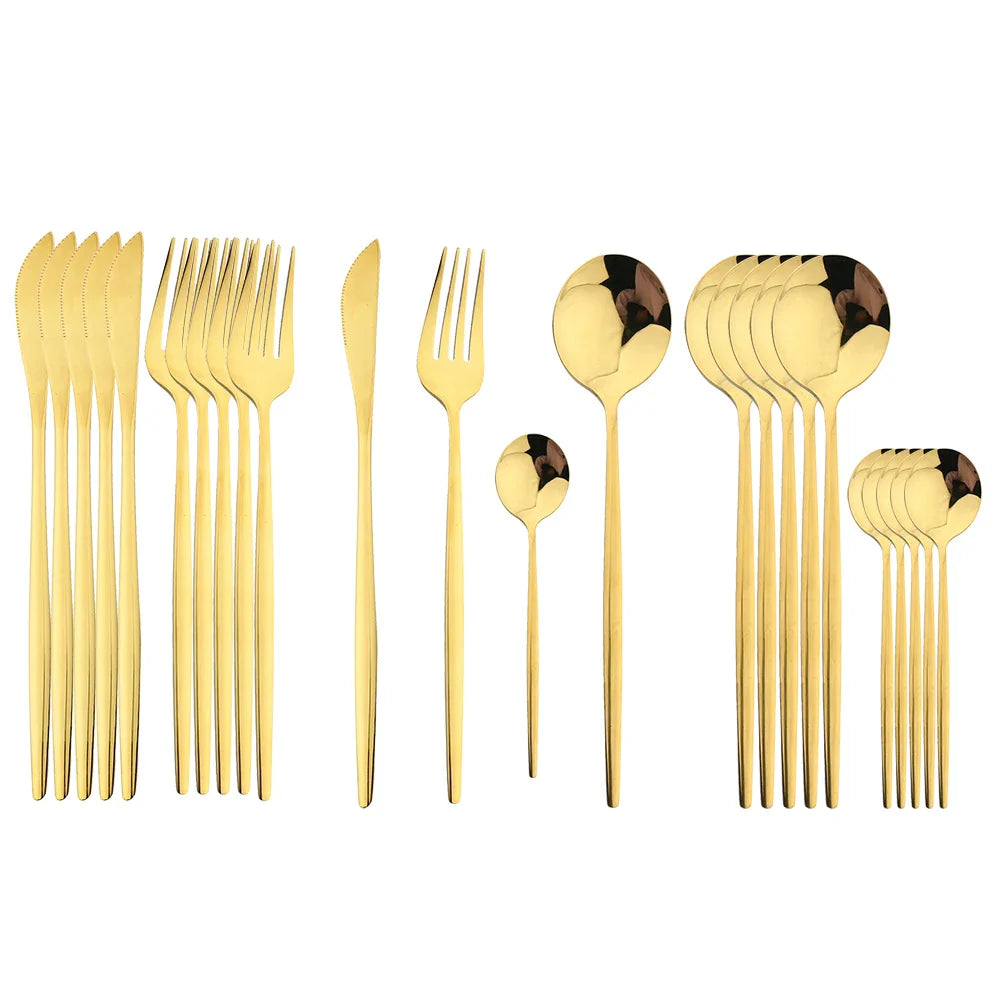 Golden Luxury Cutlery Set - For an Elegant Table Setting