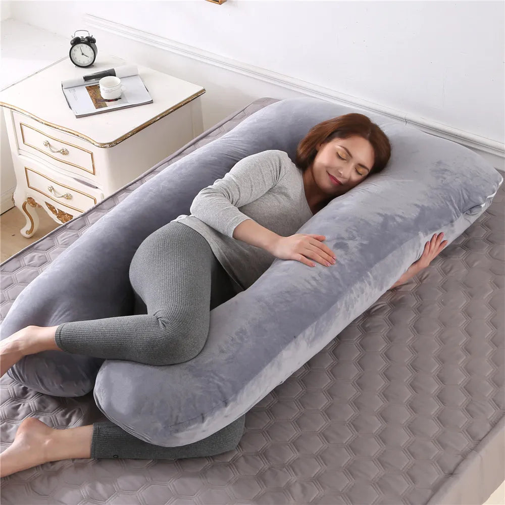 EmberLuxe U-Shaped Maternity Pillow | Soft Coral Fleece for Full Body Support and Comfort