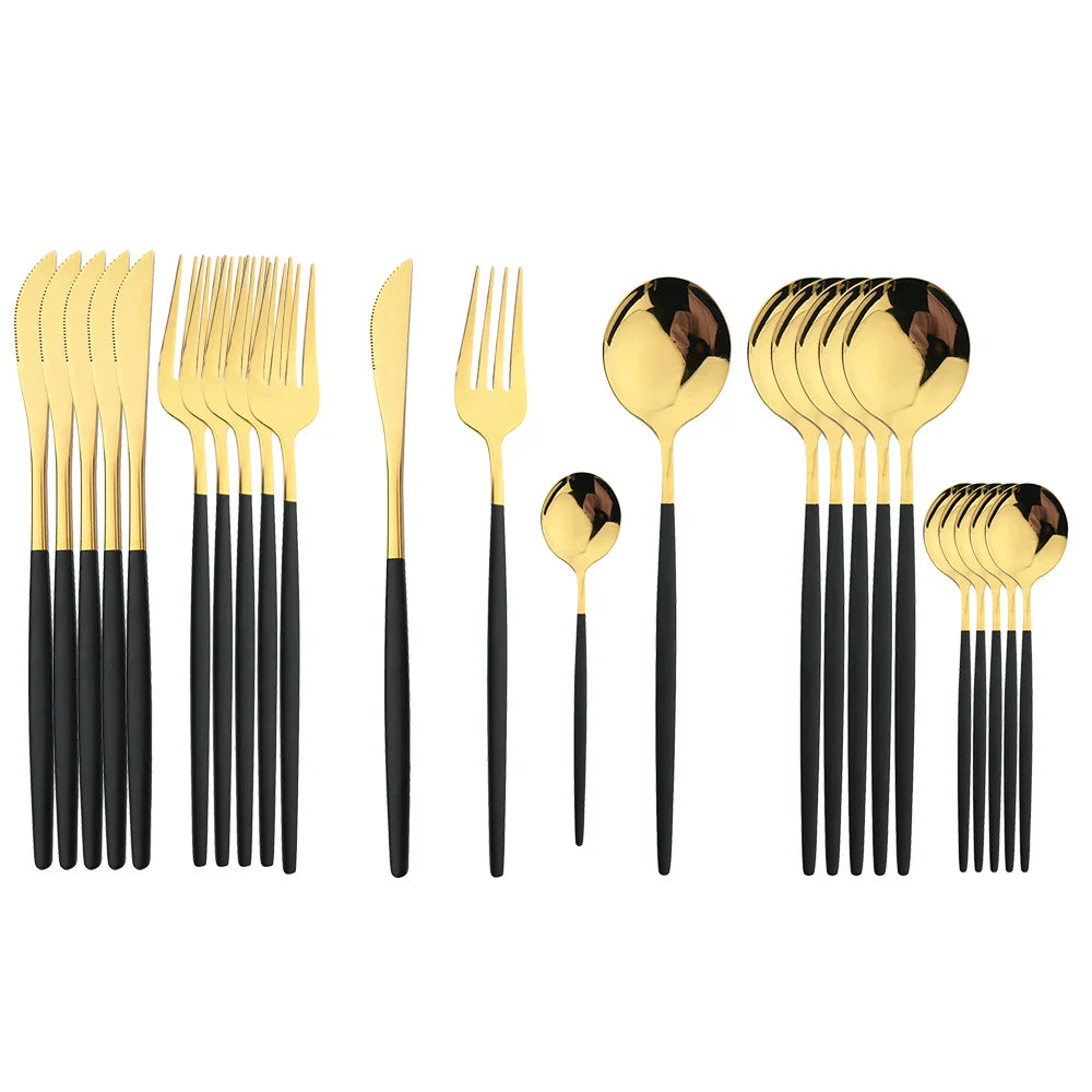 Golden Luxury Cutlery Set - For an Elegant Table Setting