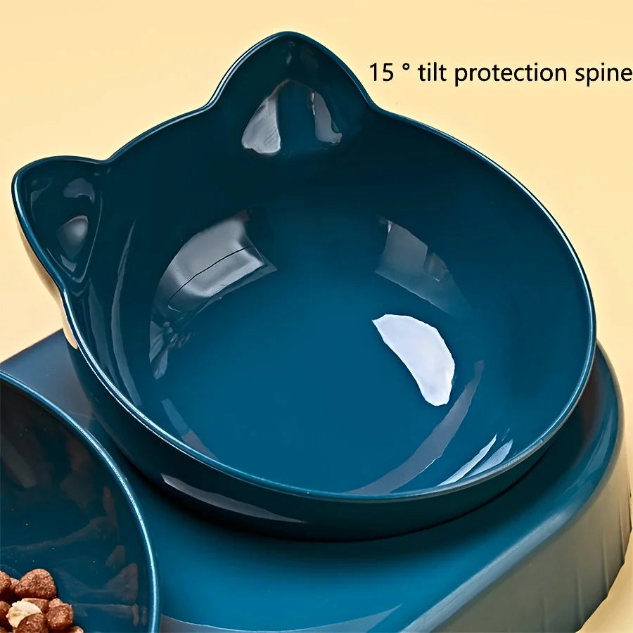 Cat Food and Water Bowl with Ear Design - Comfortable and Playful Dining Experience