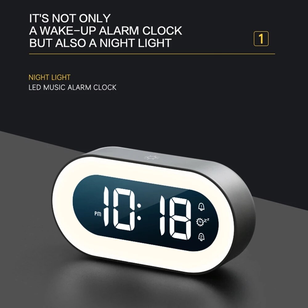Digital Alarm Clock with Night Light - Lumino