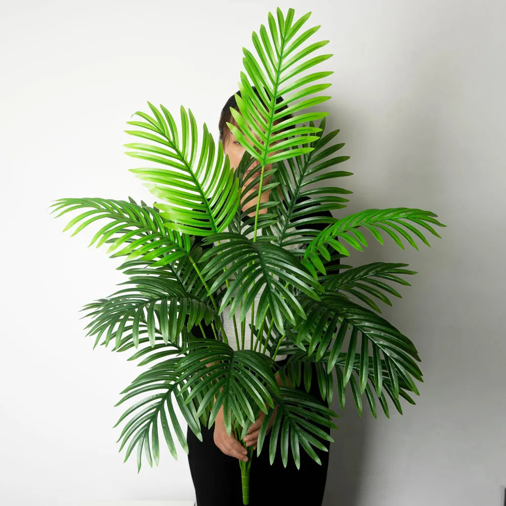 Large Artificial Palm Tree Tropical Fake Plants Green Plastic Palm Leaves 90-120cm