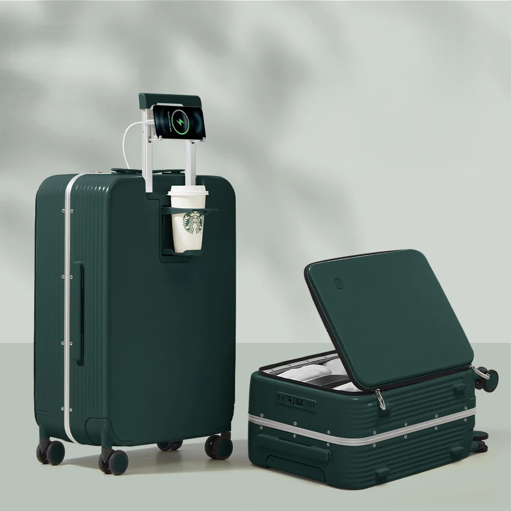 Aluminium Frame Hard Shell Suitcase with USB Port – Turin