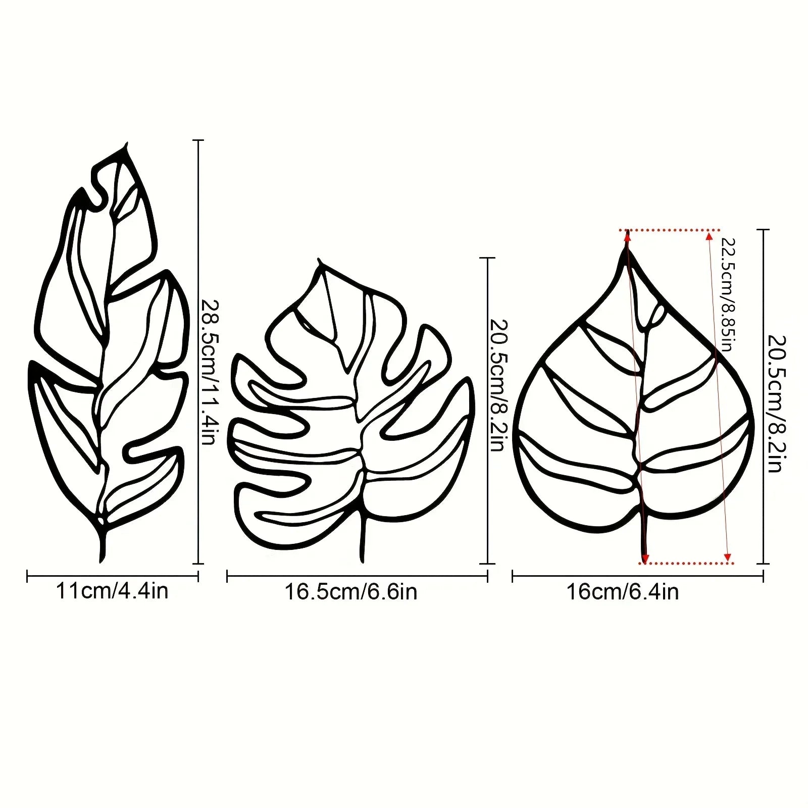 Tropical Leaves Wall Decoration – Set of Three Natural Artworks