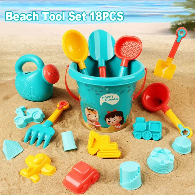 Children's Beach Toy Set – Bucket, Spade, Water Bottle and More for Summer Fun