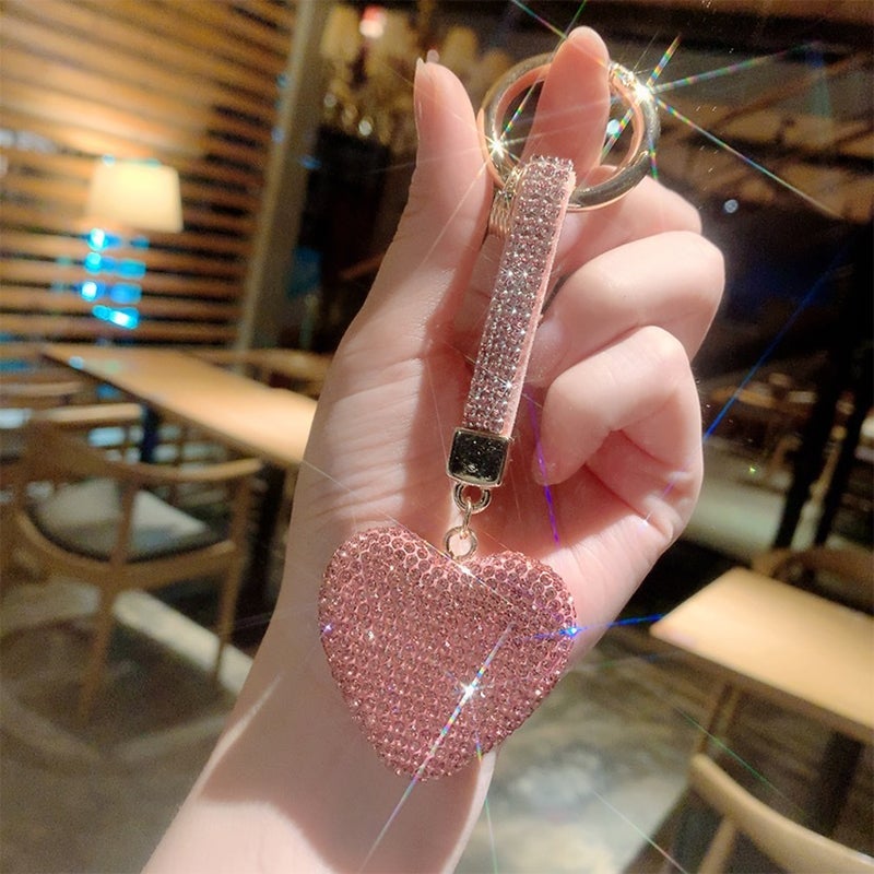 Rhinestone Heart Keyring