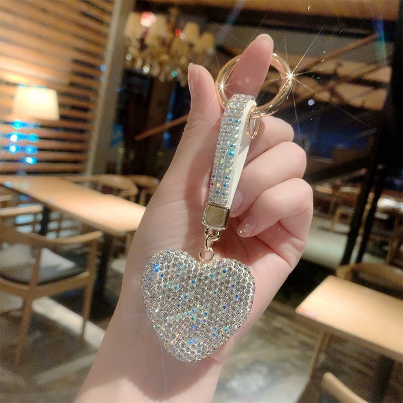 Rhinestone Heart Keyring