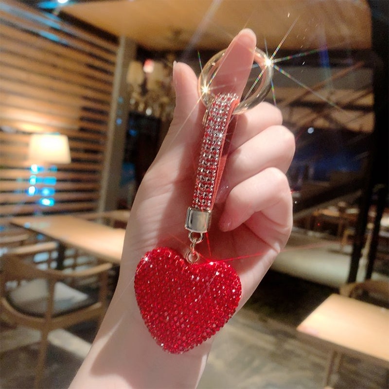 Rhinestone Heart Keyring