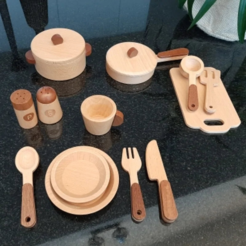 Wooden Kitchen Toy with Log Design for Role Play & Learning Fun