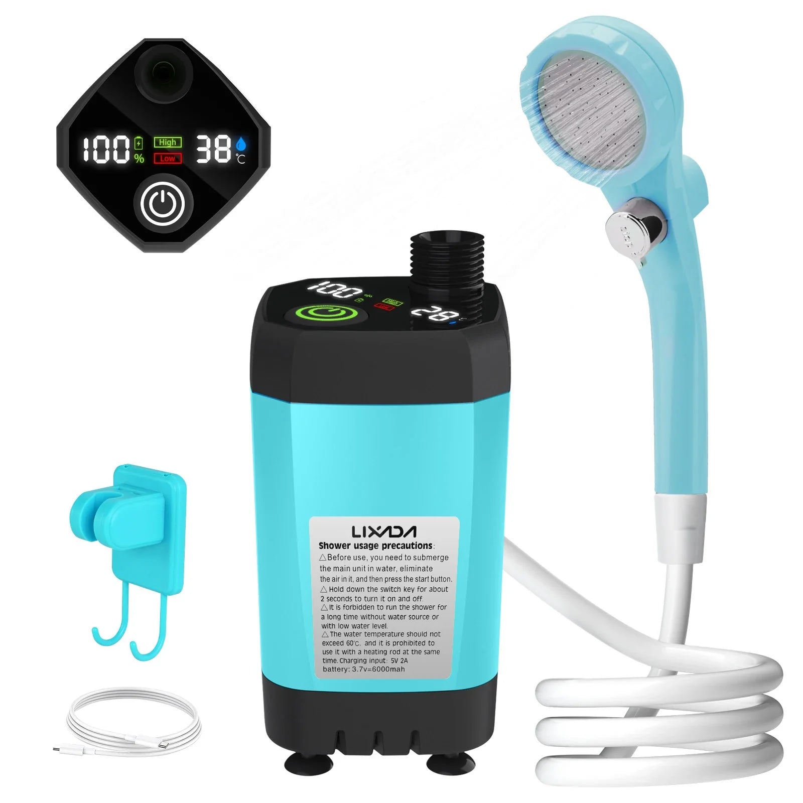 Mobile Camping Shower Kit – With Digital Display and Adjustable Water Flow for Adventurers