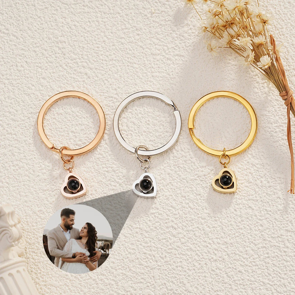 LuxeBond Heart Memory Locket | Durable photo keychain for treasured connections