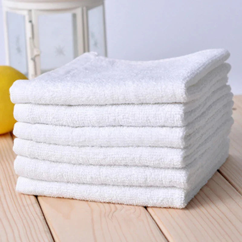 10 Pieces of White Soft Cotton Face Towels Hotel