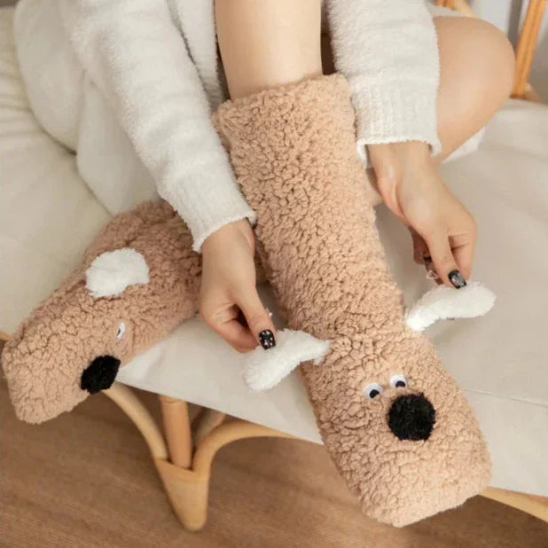 PupHaven Warmth Socks | Fluffy Sherpa socks with playful dog-themed designs
