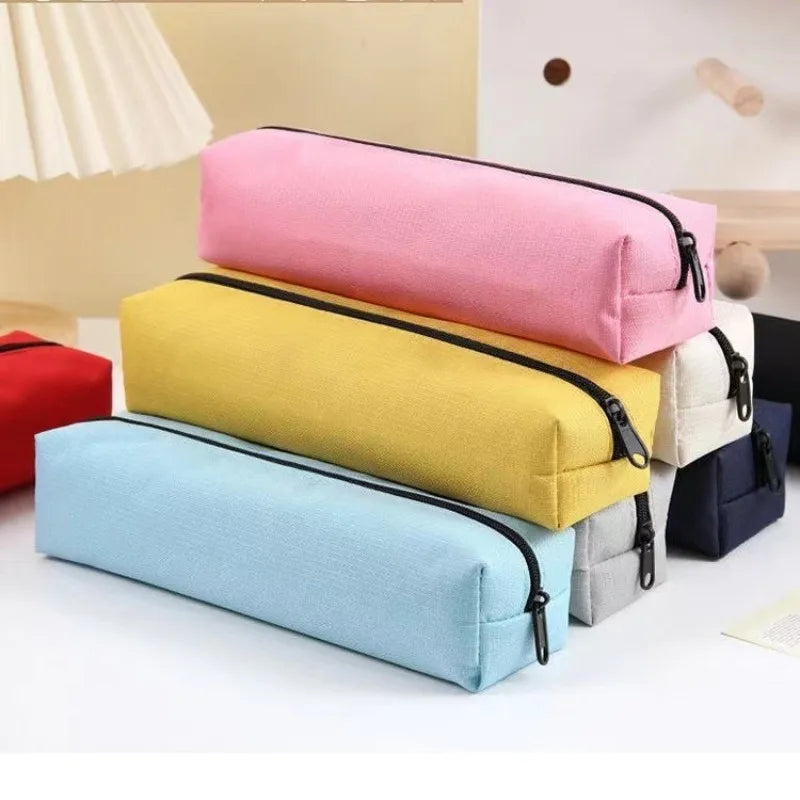 Small plain colour pencil case with zip | Pencil pouch | Kawaii mini pencil case for school and office