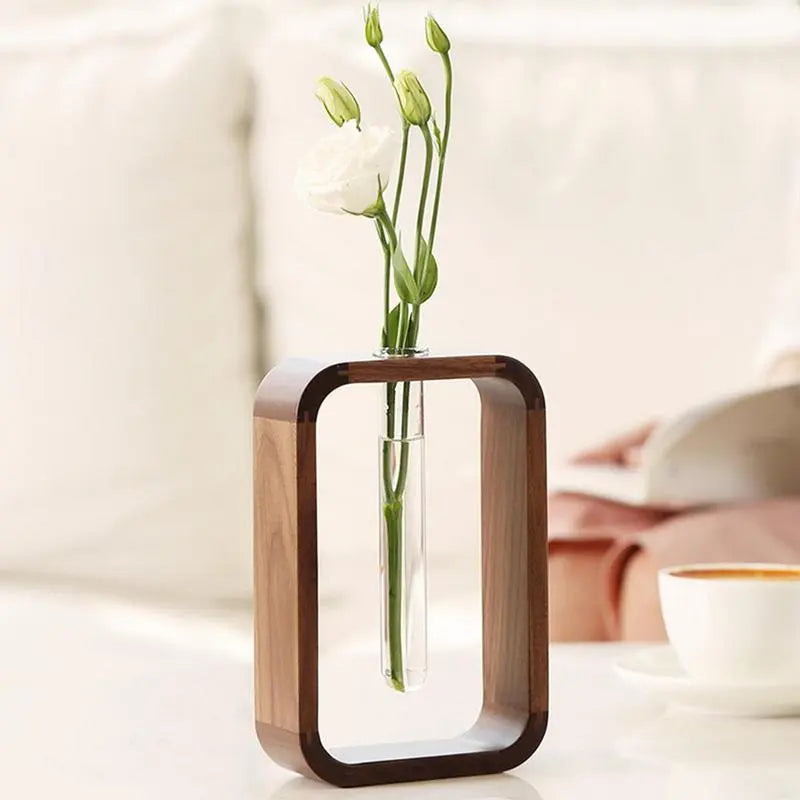 Wooden Hydroponic Glass Vase – Elegant & Sustainable Plant Vase for Hydroponic Gardening
