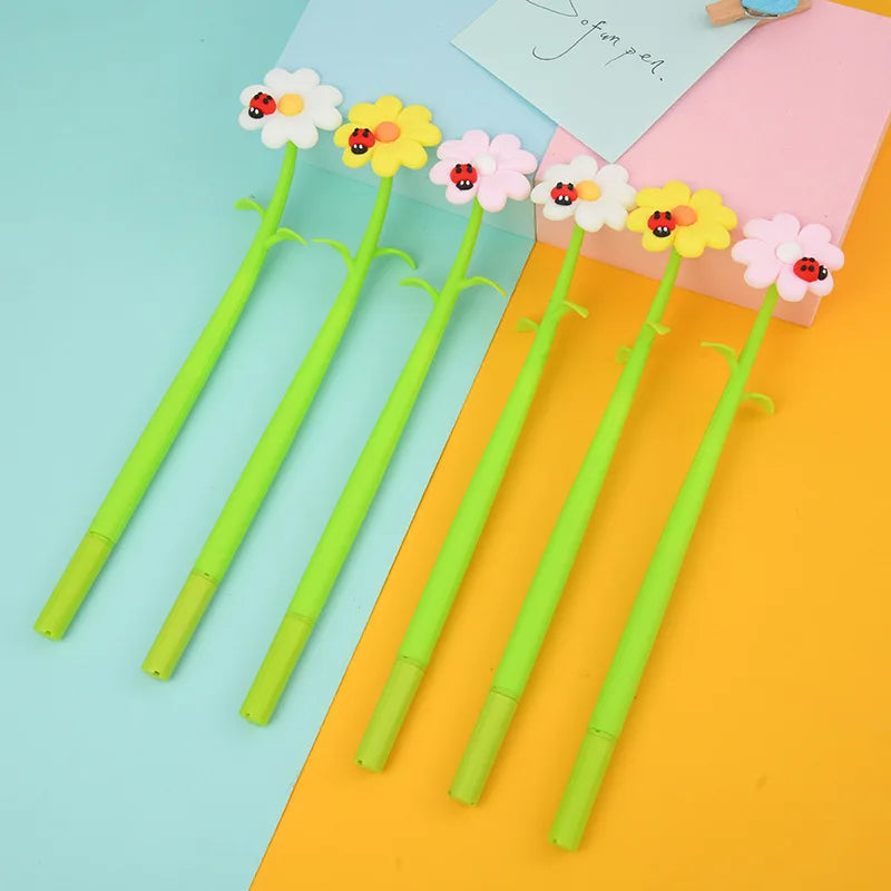 3x flower-shaped gel pens | Pens | Kawaii stationery for children or as prizes