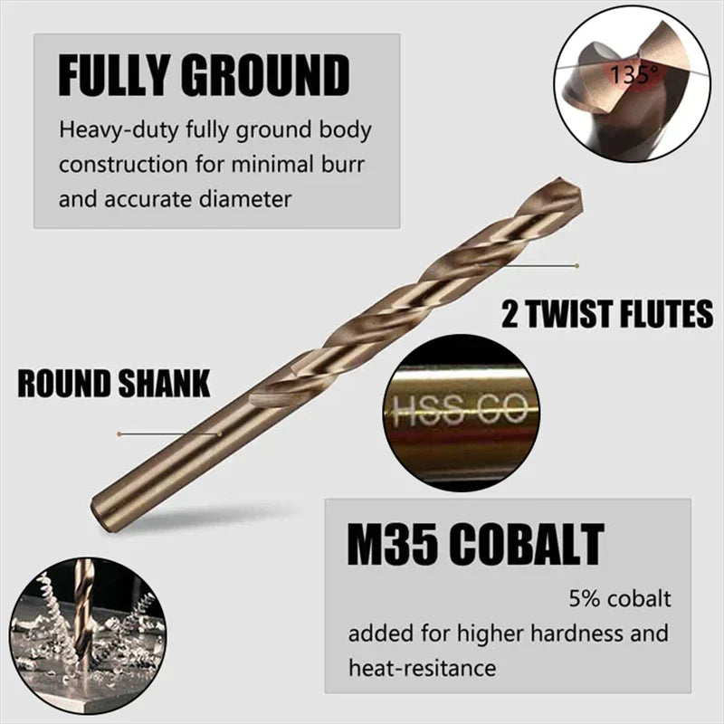 M35 5% Cobalt Twist Drill Bit Set 3/4/5/6 mm - CobaltDrill