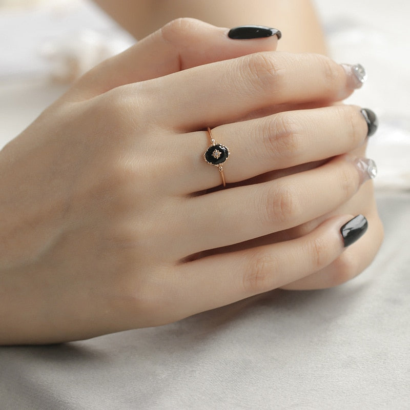 Black Agate | Natural Black Agate Ring for Women