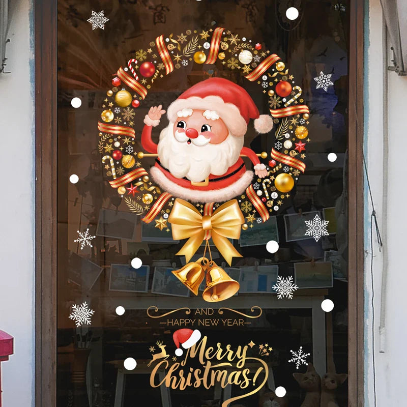 Window Christmas Decorations - Festive Decor with Santa and Animals for a Cosy Christmas